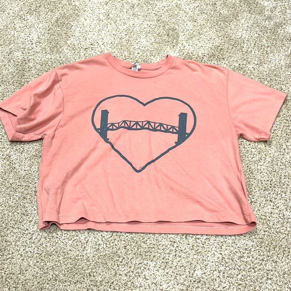 Peach-Colored Bridge Cropped Shirt